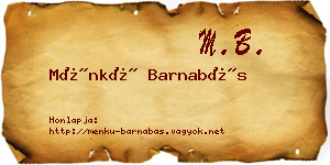 Ménkü Barnabás névjegykártya
